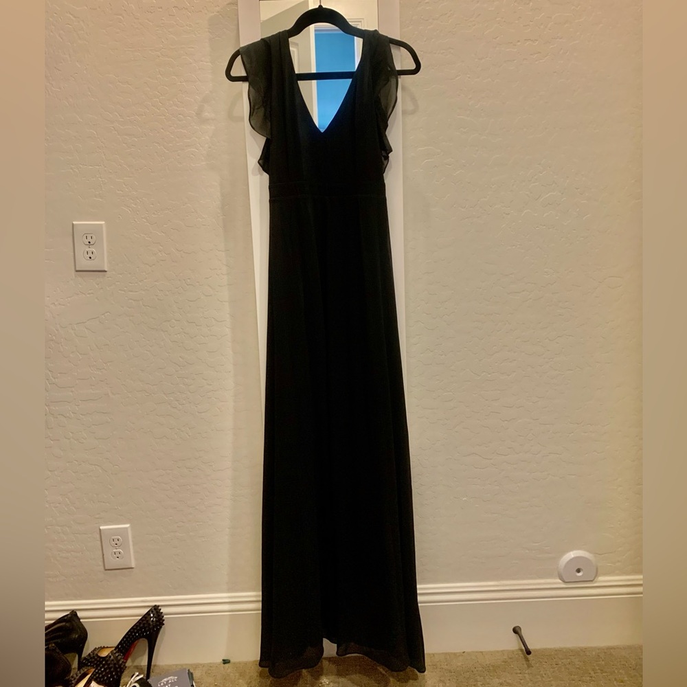 Lulu's Black Ruffle Wrap High-Low Maxi Dress - Picture 4 of 6